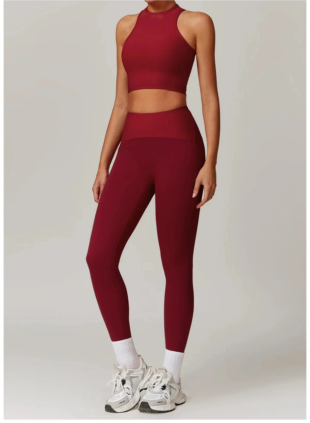 High Waisted Ribbed Yoga Leggings